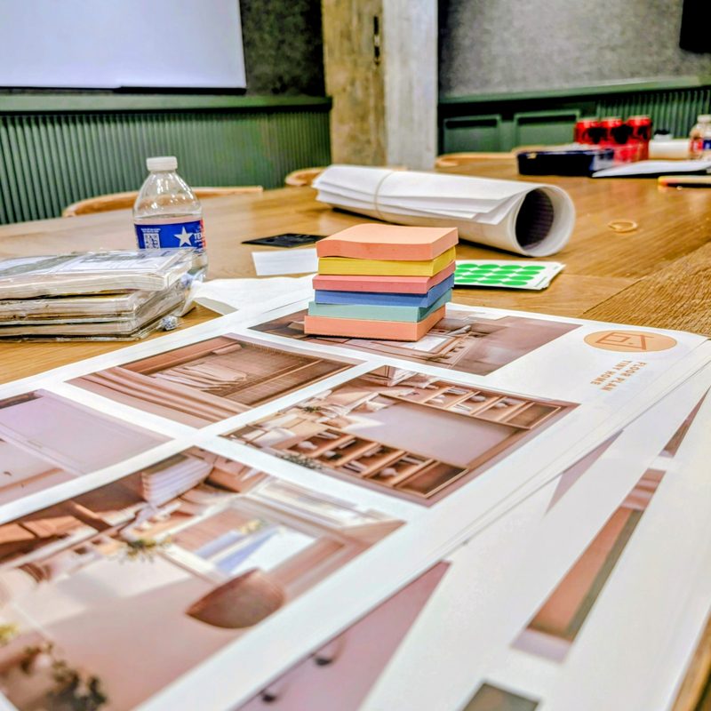 Tiny-home floor plan boards from the workshop